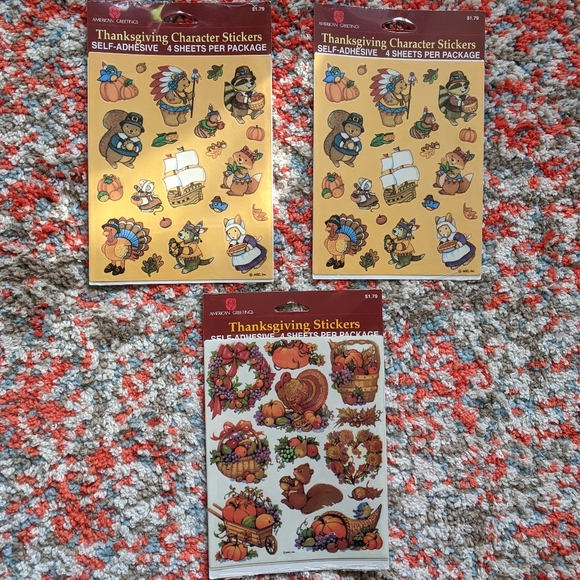 Vintage Stickers Thanksgiving American Greetings Sticker Sheet VTG